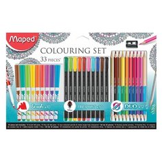 Набор для творчества MAPED "Colouring Set", 10 фломастеров, 10 капиллярных ручек, 12 двусторонних цветных карандашей, точилка, 897417 (арт. 661552)