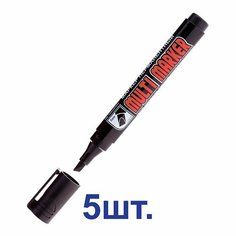Маркер перманентный Crown Multi Marker Chisel черный грифель 1-5 мм (5шт.)