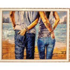 Алмазная мозаика на подрамнике 40*50 "Счастливы вместе" круглые стразы, полная выкладка Hi Stone