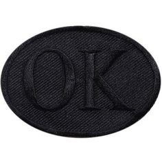 Термоаппликация "OK"(10смХ7см) черного цвета, патч Gale
