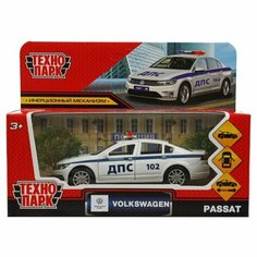Машина металл VOLKSWAGEN PASSAT полиция 12 см, двер, багаж, инер, белый, кор Технопарк в кор.2*36шт