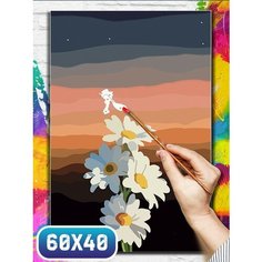 Картина по номерам на холсте пейзаж цветы - 12337 60х40