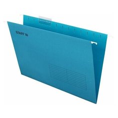Подвесные папки А4/Foolscap (404х240 мм) до 80 л, комплект 10 шт, синие, картон, STAFF, 270933