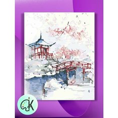 Картина по номерам на холсте Фудзияма японская живопись, 40 х 50 см КУЛЬТУРА ЦВЕТА