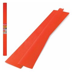 Бумага цветная крепированная Brauberg, 50x250см, плотная, растяжение до 45%, 32 г/кв. м, оранжевая, в рулоне, 10 листов (126530)