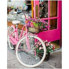 Алмазная мозаика на подрамнике 40х50 Ретро розовый велосипед Kolibriki