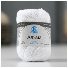 Пряжа "Альма" 100% хлопок 170м/50гр (002 отбелка) Камтекс