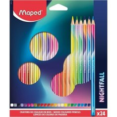 Карандаши 24 цвета Maped NIGHTFALL, деревяные, декорированные, картонная упаковка