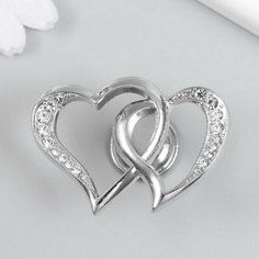 Ручка для шкатулки металл "Два сердца" стразы, серебро 3.8х5.4х2.4 см Сима ленд