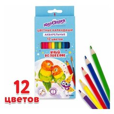 Карандаши цветные акварельные юнландия "юный волшебник" 12 цветов шестигранные заточенные, 6 шт