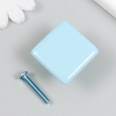 Ручка для шкатулки керамика, металл "Квадратик" голубая 3,3х3,3х2,1 см Made in China
