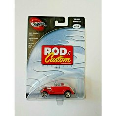 Hot Wheels 100% Rod & Custom Series Magazine #3/4 34 Ford Roadster 2002 Red редкая коллекционная модель Красный
