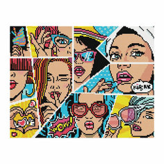Алмазная мозаика ТРИ совы "Wow. Comics", 30*40см, холст, картонная коробка с пластиковой ручкой