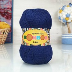 Пряжа NAKO Bonbon luks Nako, синий - 98244, 100% акрил, 5 мотков, 100 г, 240 м.