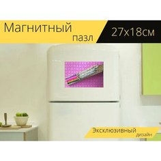 Магнитный пазл "Карандаши, цветной, рисовать" на холодильник 27 x 18 см. Lots Prints