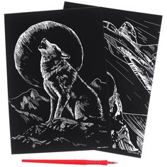 Набор гравюр «Волк и лётчик» с металлическим эффектом «золото», 2 шт, А5 ТероПром