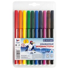 Фломастеры Centropen "Washable", 10цв, смываемые, блистер, 2 штуки