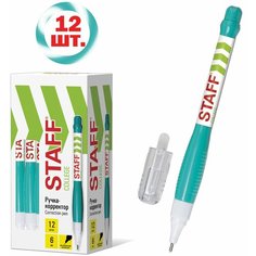 Ручка-корректор STAFF "College", 6 мл, металлический наконечник, 12 шт.