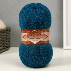 Пряжа "Angora Gold Simli" 75% акрил, 20% шерсть, 5% металлик 500м/100гр (17 петроль) Alize
