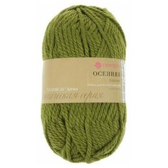 Пряжа "Осенняя" 25% шерсть, 75% ПАН 150м/200гр (448-Св. оливковый) Пехорка