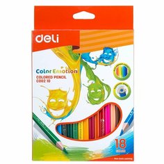 Карандаши цветные Deli Color Emotion EC00210 трехгранные липа 18 цветов