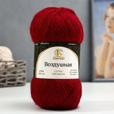 Камтекс Пряжа "Воздушная" 25%меринос. шерсть, 25%шерсть, 50%акрил 370м/100гр (091 вишня)