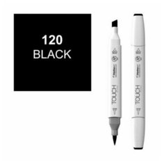 Маркер для скетчей TOUCH BRUSH двухсторонний цв.120 черный, 1210120
