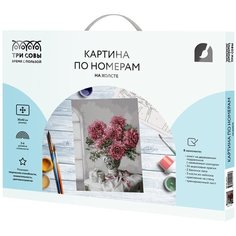 Картина по номерам на холсте ТРИ совы "Букет в вазе" 30*40 с акриловыми красками и кистями 1 шт нет бренда