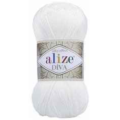 Пряжа Alize Diva Цвет.55 Белый, белый, 5 мот, Микрофибра-акрил - 100%
