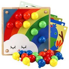 Мозаика деревянная GET BEADS "макси" для изучения цвета счета и форм (подарочный набор)
