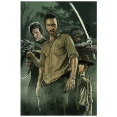 Картина по номерам на холсте Сериал Ходячие мертвецы (Рик, Ниган, Дэрил) - 7211 В 60x40