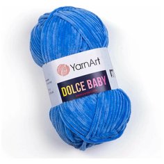 Пряжа для вязания YarnArt Dolce Baby (ЯрнАрт Дольче Беби) - 5 мотков 777 ярко-голубой, фантазийная, велюровая для игрушек 100% микрополиэстер 85м/50г