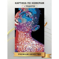 Картина по номерам Портрет Девушки неон / Portrait of a neon Girl холст на подрамнике 40*60