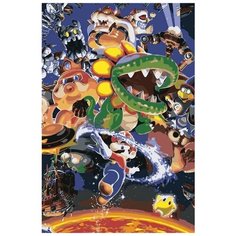 Картина по номерам на холсте на подрамнике ЖПН "Super Mario", Раскраска 40x60 см, Фэнтези Кинематограф