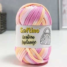 Пряжа трикотажная 95% хлопок, 5% эластан "Lentino Melange" 100 гр 30 м цвет 7 Softino