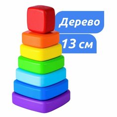 Деревянная пирамидка детская развивающая для малышей MEGA TOYS обучающая логическая игрушка для девочек и мальчиков / сортер пирамида Монтессори Мега Тойс