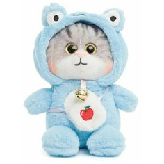 Мягкая игрушка кошка "Котенок" в капюшоне синый 23 см Нет бренда
