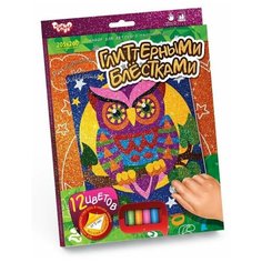 Рисование (картины) по номерам, глиттерными блестками, Сова, 1 шт Danko Toys