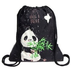 BrunoVisconti Мешок для обуви, 450 х 350 мм, со светоотражающей полосой, Bruno Visconti "Удивительные панды" (высокопрочный полиэстер, плотность 420D)