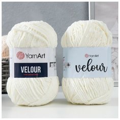Пряжа "Velour" 100% микрополиэстер 170м/100г (841 молочный) Нет бренда
