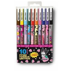 Набор гелевых ручек Kuromi, со стираемыми чернилами, 10 цветов, с игольчатым стержнем 0,5 мм, в ПВХ упаковке, 71680 Centrum
