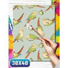 Картина по номерам на холсте милота попугай - 12319 30х40