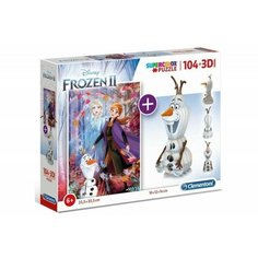 Пазл Clementoni 104 Disney Frozen. Холодное сердце 2. Пазл + 3D модель, арт.20170