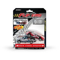 Игрушка трюковая машинка перевертыш FlipEms 2шт с пружинным механизмом AW1311-красный; черный Flipems