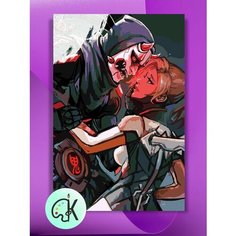 Картина по номерам на холсте Overwatch Гэндзи - Они и Ангела, 40 х 60 см КУЛЬТУРА ЦВЕТА