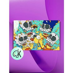 Картина по номерам на холсте Симпсоны взрыв, 40 х 60 см КУЛЬТУРА ЦВЕТА