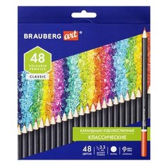 Карандаши цветные художественные 48 цветов Brauberg Art Classic (мягкий грифель 3,3мм, круглые), 5 уп.