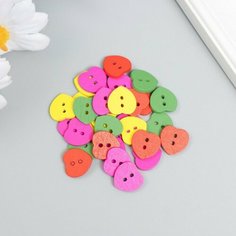 Пуговицы дерево для творчества 2 прокола "Сердечки" набор 30 шт микс 1,5х1,5 см Арт Узор