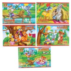 Альбом для рисования А5, 12 листов, на скрепке, "Для малышей", обложка мелованный картон, блок 100 г/м², перфорация на отрыв, микс Hatber