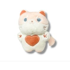 Мягкая игрушка Котик с сердечком аниме 50 см розовый китай